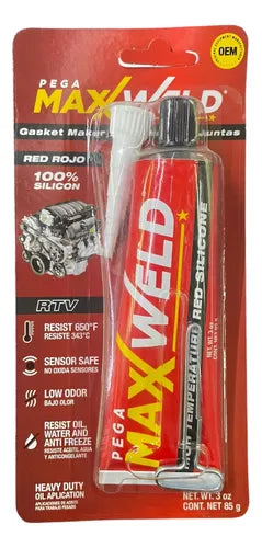 Pega Maxxweld Silicone Automotriz Rojo